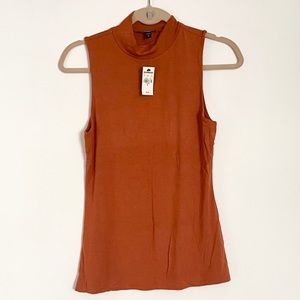 Express Sleeveless Mock Neck Tank in Rust